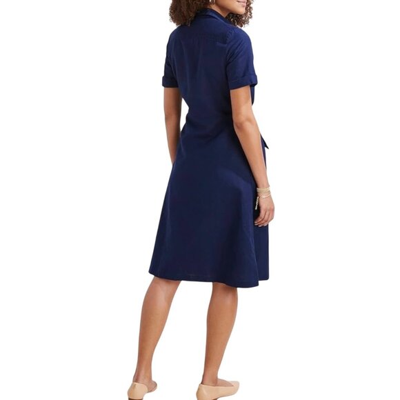 Vineyard Vines Westerly Tie-Front Linen Dress in Deep Bay Size 18 - Picture 5 of 8